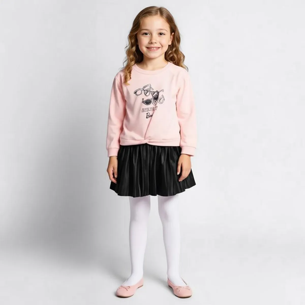 BARBIE - Vestido Niña  con Estampado Manga larga Algodón Barbie