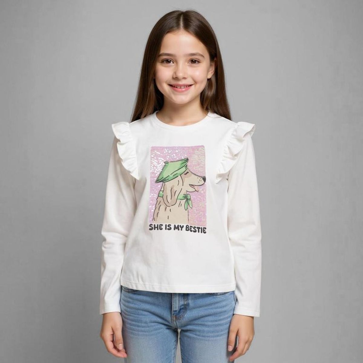YAMP - Camiseta Niña con Estampado Manga larga Algodón Yamp
