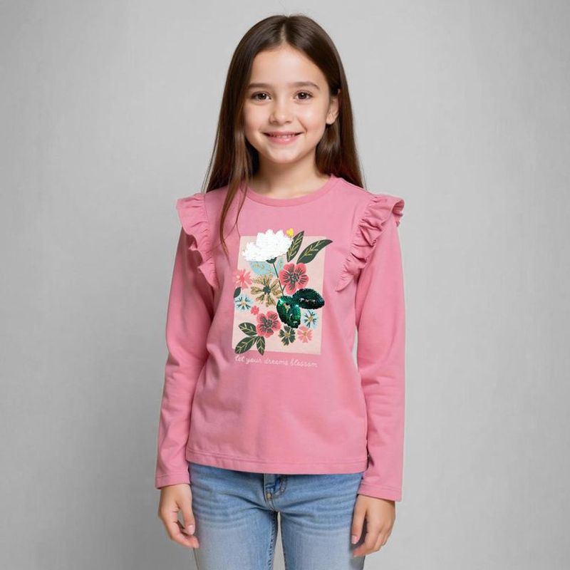 YAMP - Camiseta Niña con Estampado Manga larga Algodón Yamp