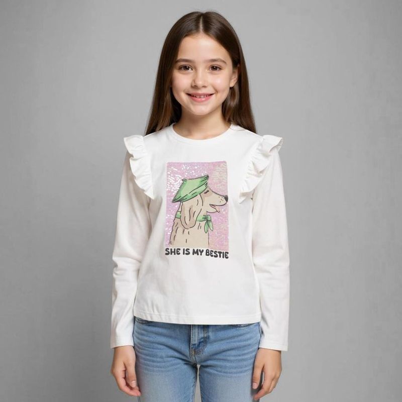 YAMP - Camiseta Niña con Estampado Manga larga Algodón Yamp