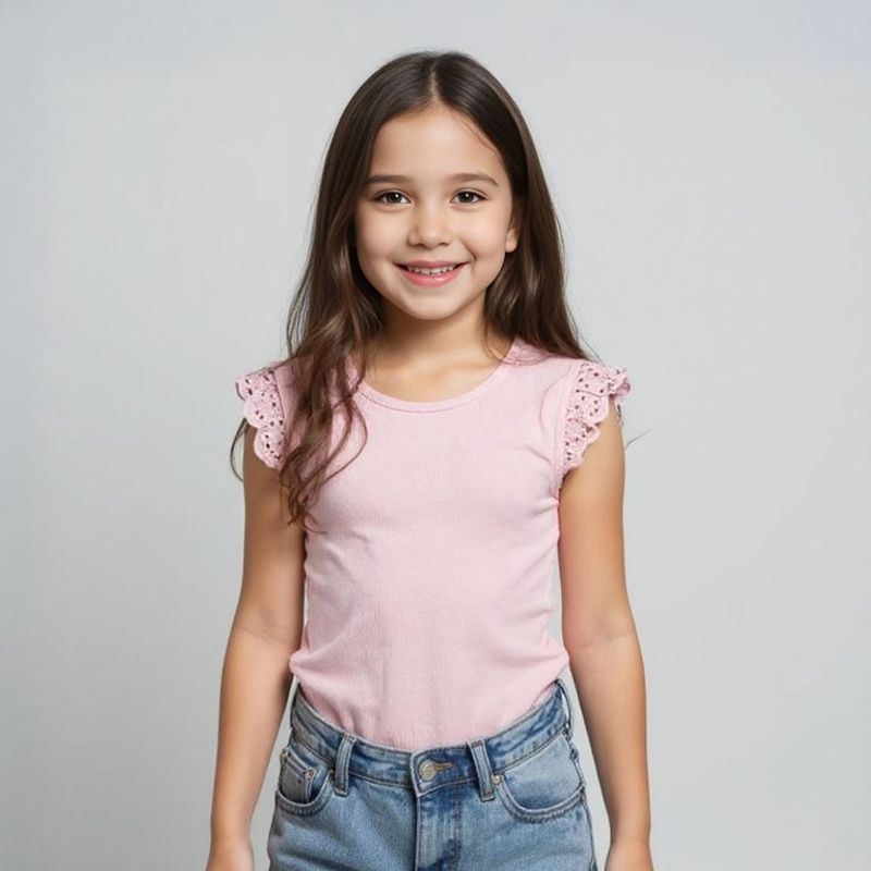 YAMP - Camiseta Niña  con Ojalillo  Algodón Yamp