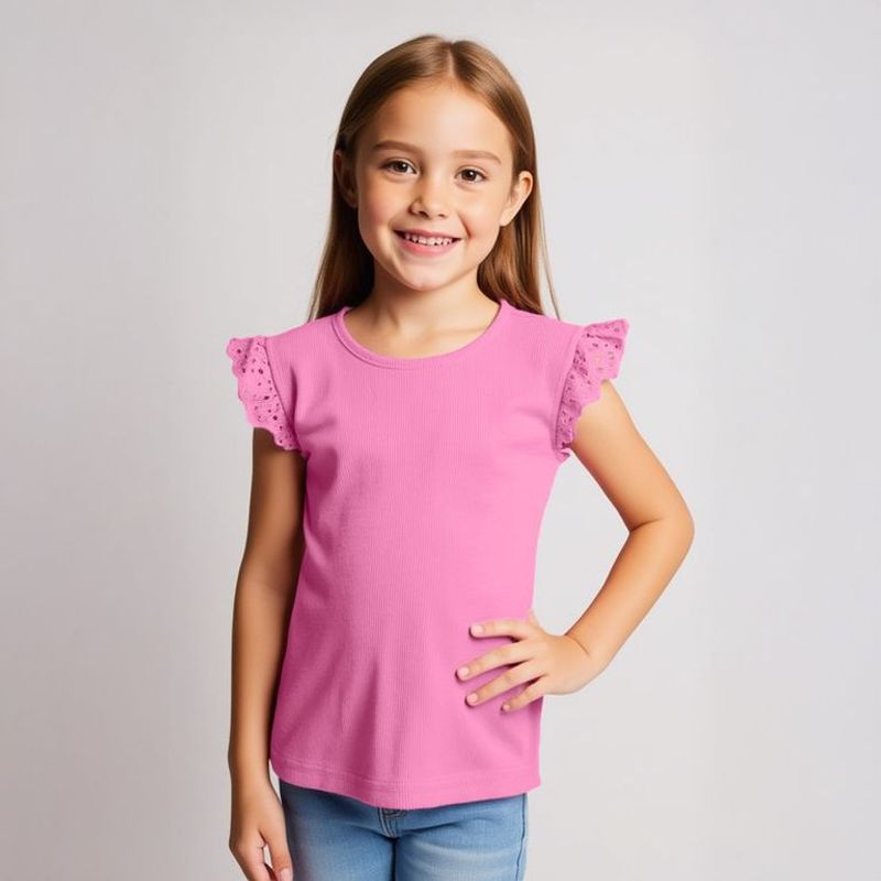 YAMP - Camiseta Niña  con Ojalillo  Algodón Yamp