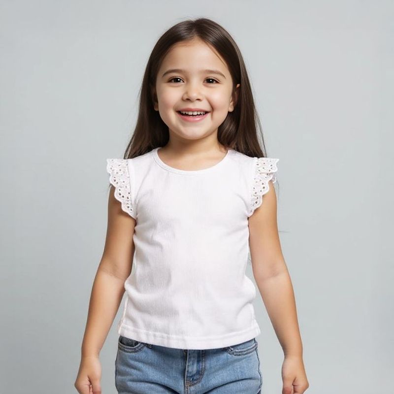 YAMP - Camiseta Niña  con Ojalillo  Algodón Yamp