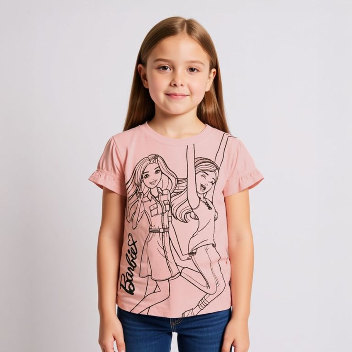 BARBIE - Camiseta para Niña Manga corta de Algodón Barbie