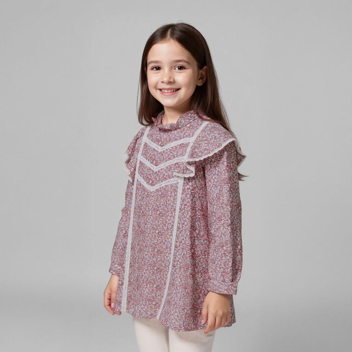 CONIGLIO - Vestido Niña  Flores Manga larga Algodón Coniglio