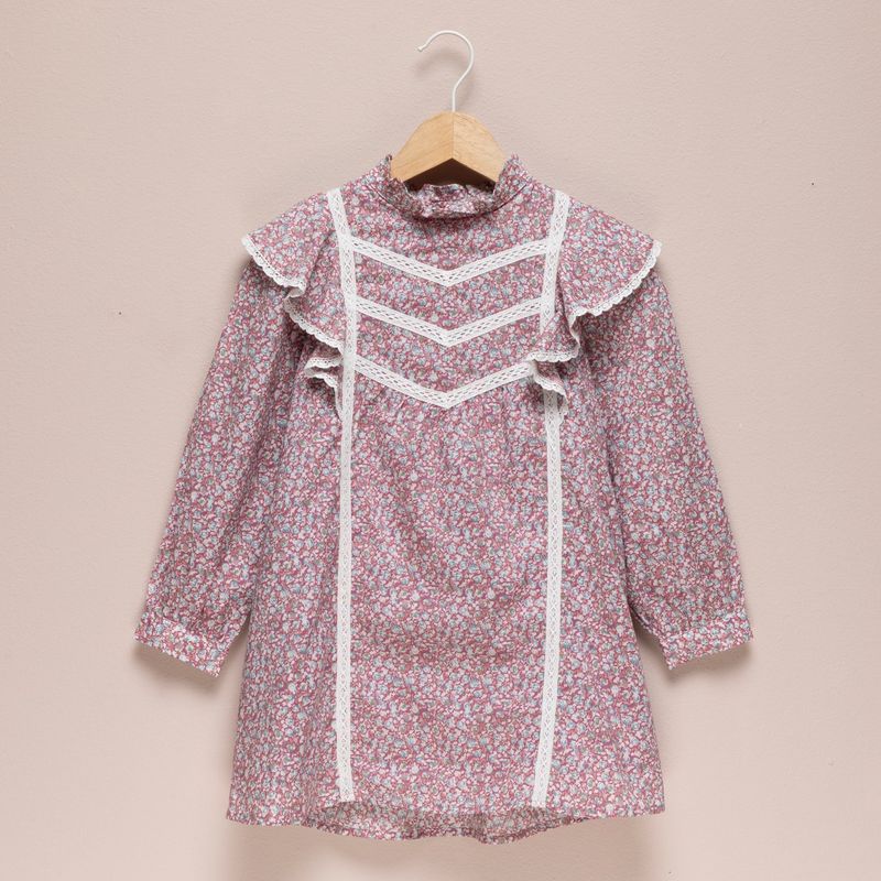 CONIGLIO - Vestido Niña  Flores Manga larga Algodón Coniglio