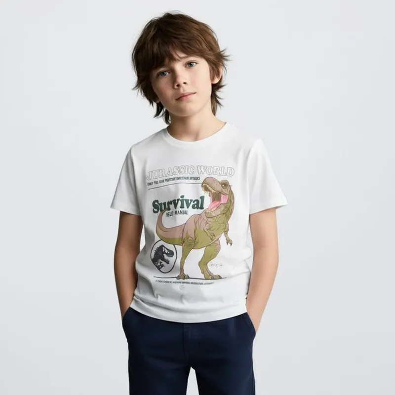 JURASSIC WORLD - Camiseta Niño con Estampado Manga corta Algodón Jurassic World