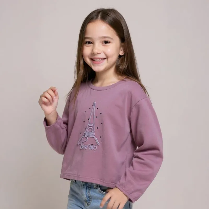 YAMP - Camiseta Niña  Bordado   Manga larga Algodón Yamp