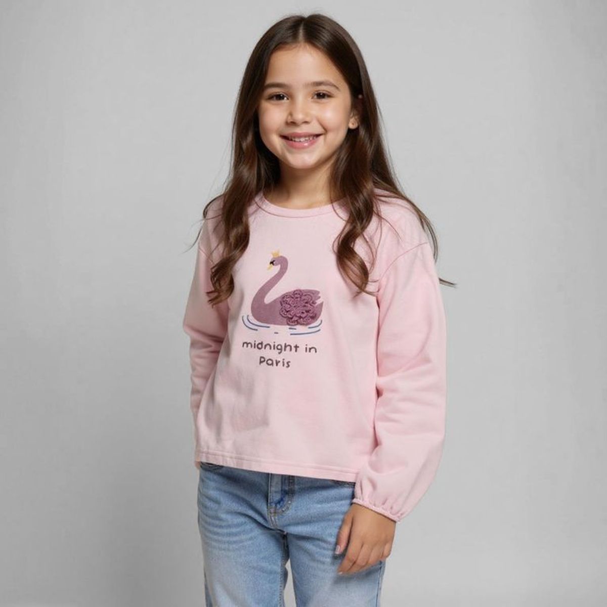 YAMP - Camiseta Niña  Bordado   Manga larga Algodón Yamp