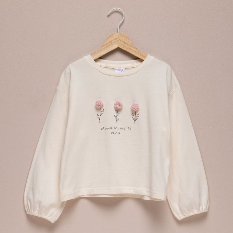 YAMP - Camiseta Niña  Bordado   Manga larga Algodón Yamp