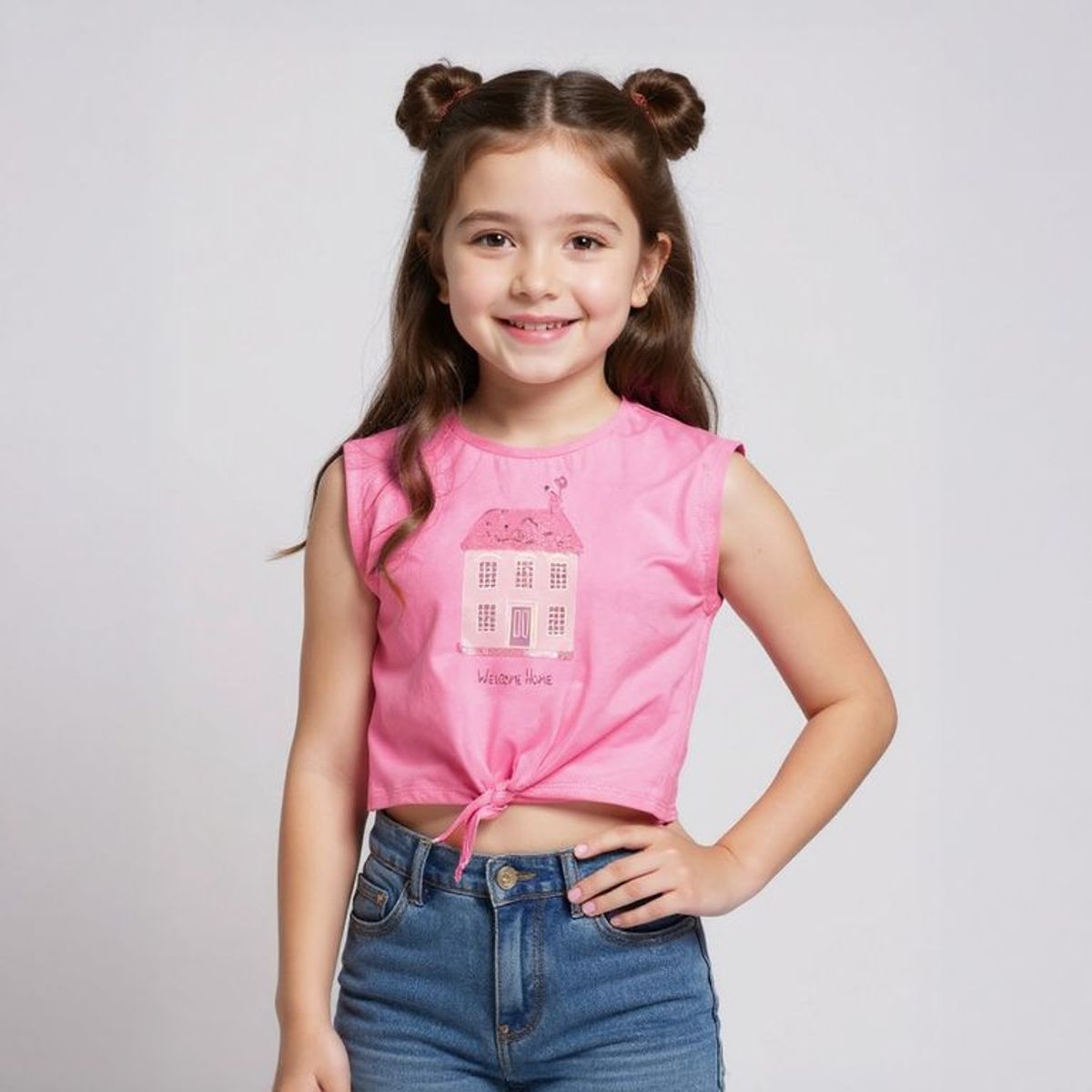 YAMP - Camiseta para Niña con Estampado de Algodón Yamp