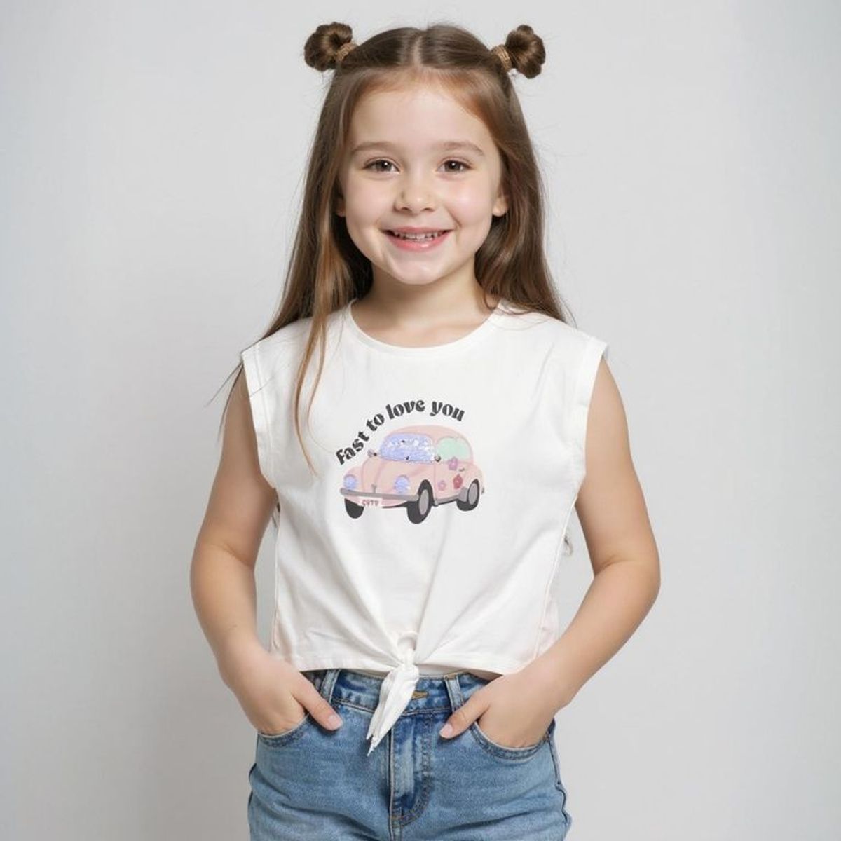 YAMP - Camiseta para Niña con Estampado de Algodón Yamp