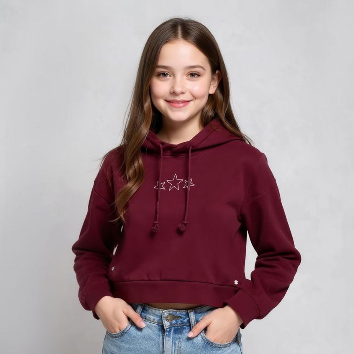 ELV - Saco Con capucha para Niña con Estampado de Algodón Elv