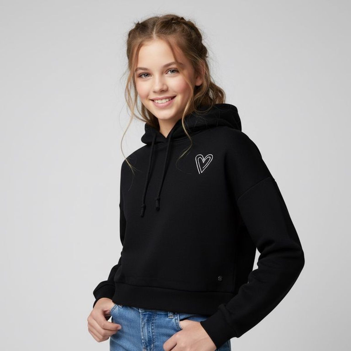 ELV - Saco Con capucha para Niña con Estampado de Algodón Elv