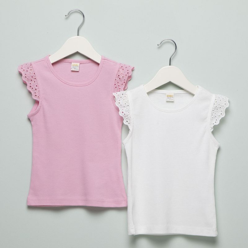 YAMP - Camisetas Bebé niña Pack de 2 unidades Ojalillo    Algodón Yamp