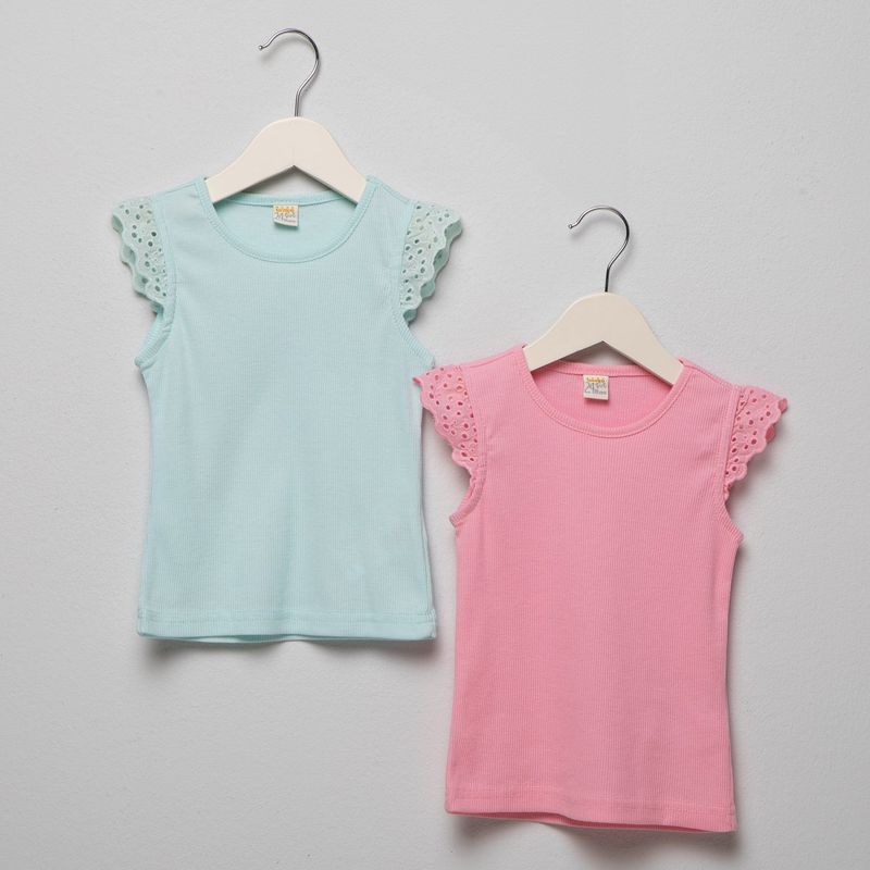 YAMP - Camisetas Bebé niña Pack de 2 unidades Ojalillo    Algodón Yamp