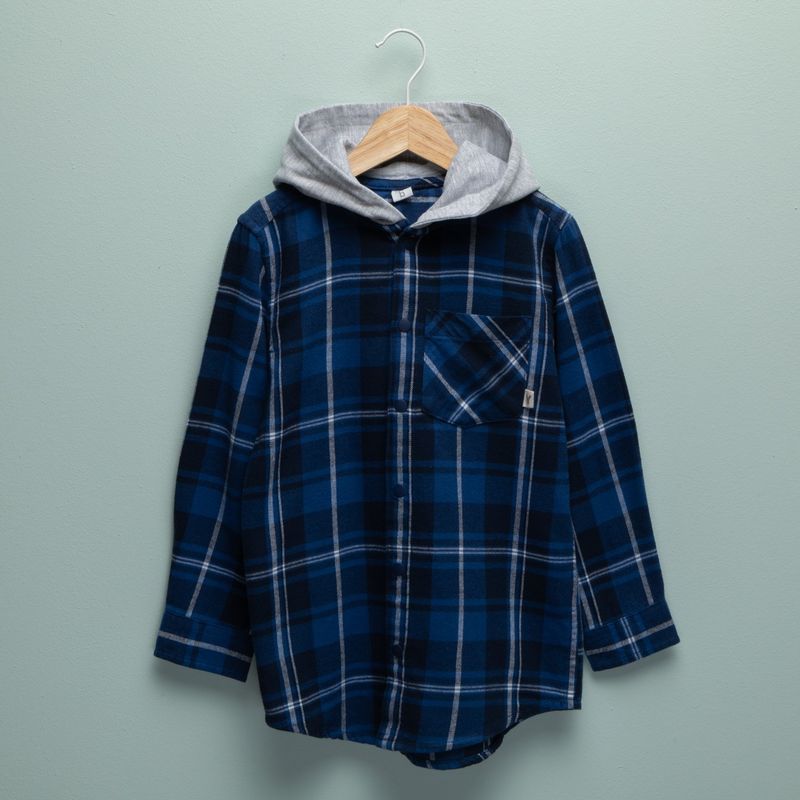 YAMP - Camisa para Niño Cuadros Con capucha Manga larga de Algodón Yamp