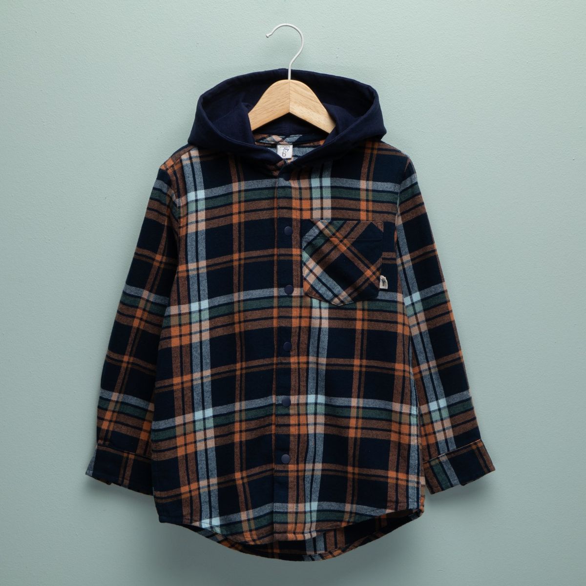 YAMP - Camisa para Niño Cuadros Con capucha Manga larga de Algodón Yamp