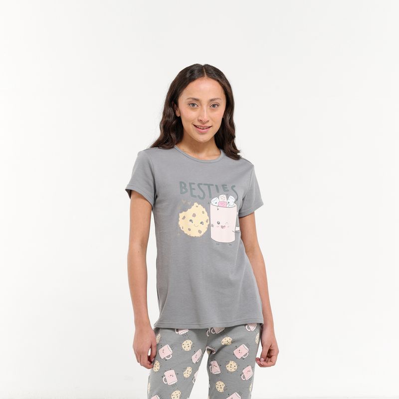 ELV - Pijama Cintura elásticada para Niña 2 piezas Manga corta de Algodón ELV