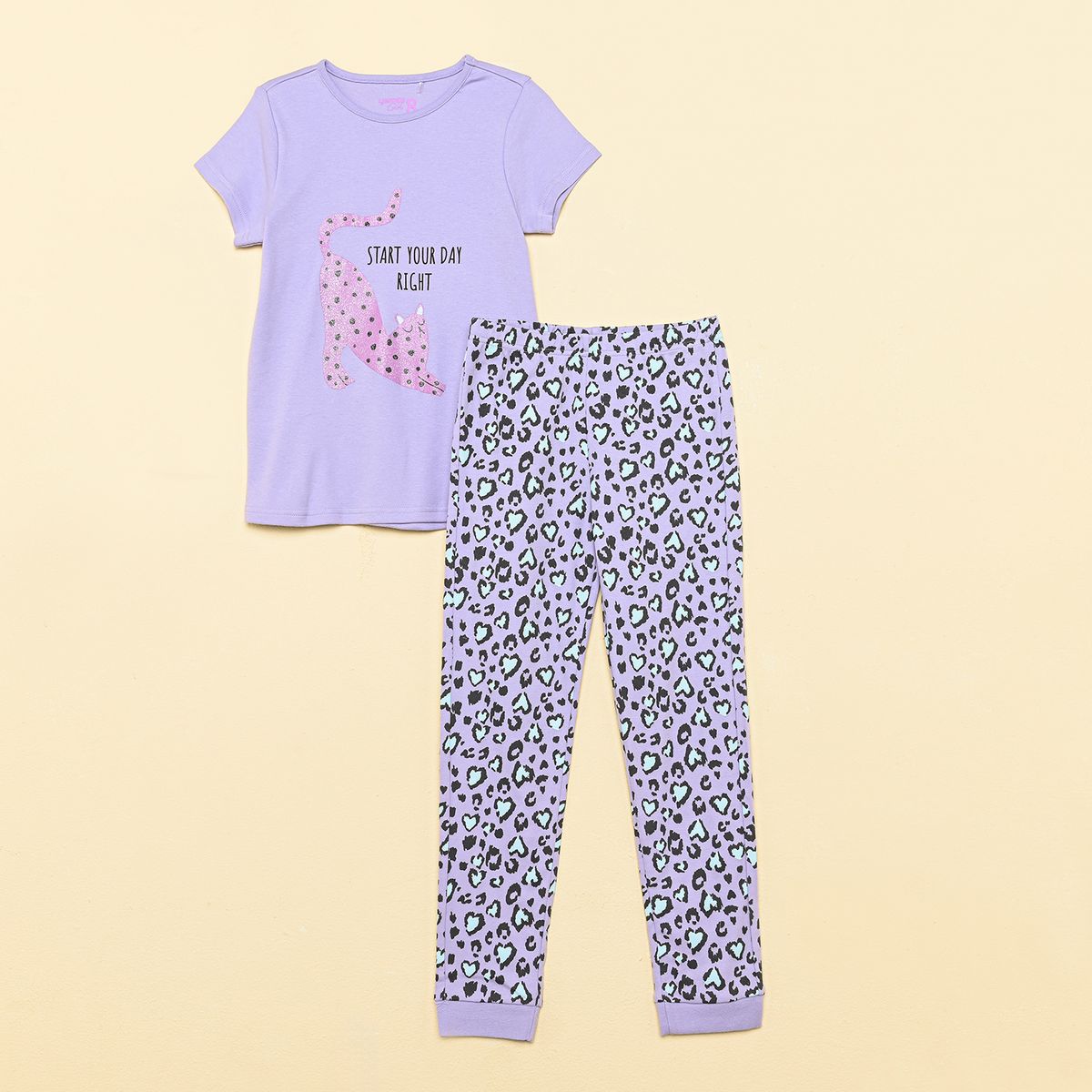 YAMP - Pijama Cintura elásticada para Niña 2 piezas de Algodón Yamp