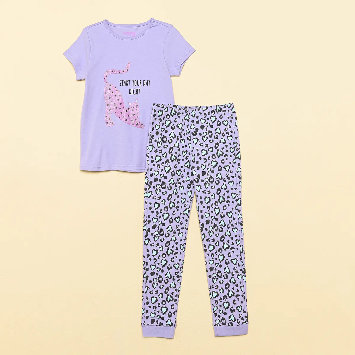 YAMP - Pijama Cintura elásticada para Niña 2 piezas de Algodón Yamp