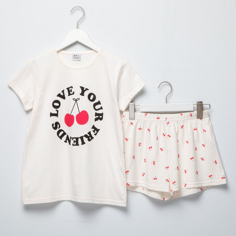ELV - Pijama para Niña 2 piezas con Estampado Cintura elásticada de Algodón ELV