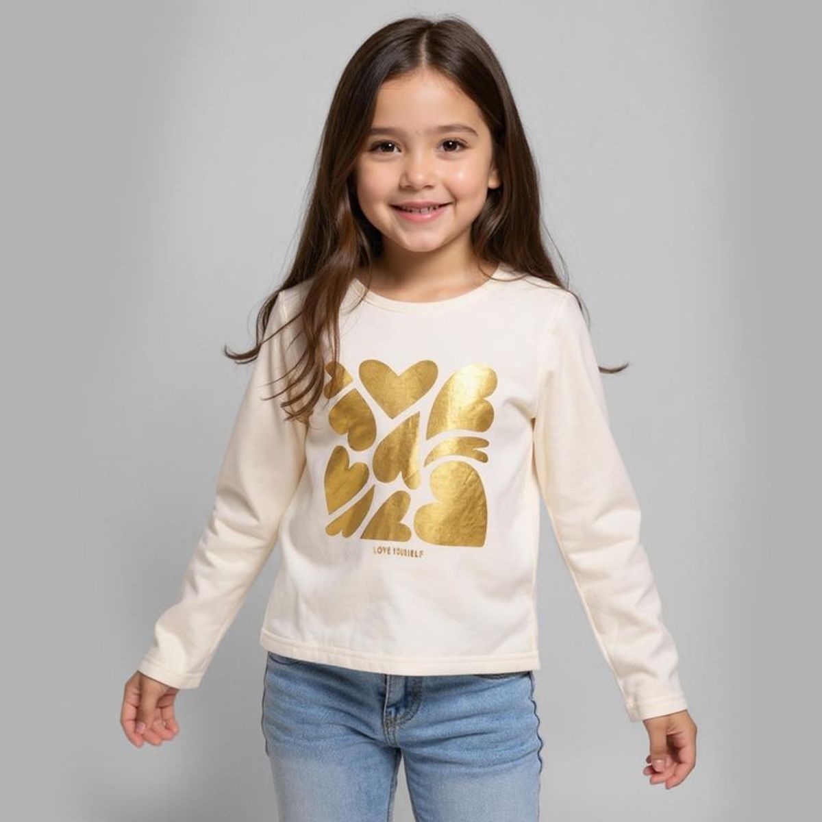 YAMP - Camiseta Niña  con Estampado   Manga larga Algodón Yamp