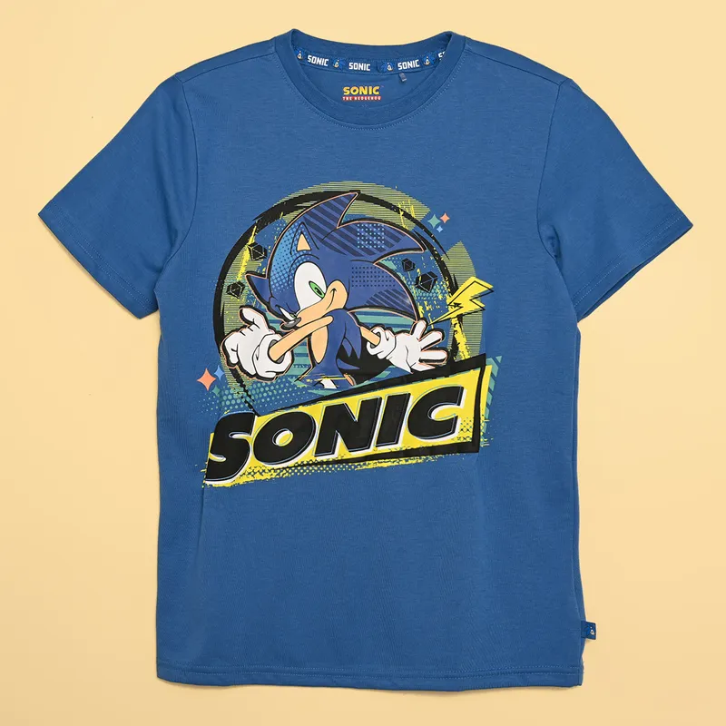  - Camiseta Niño con Estampado Manga corta Algodón Sonic