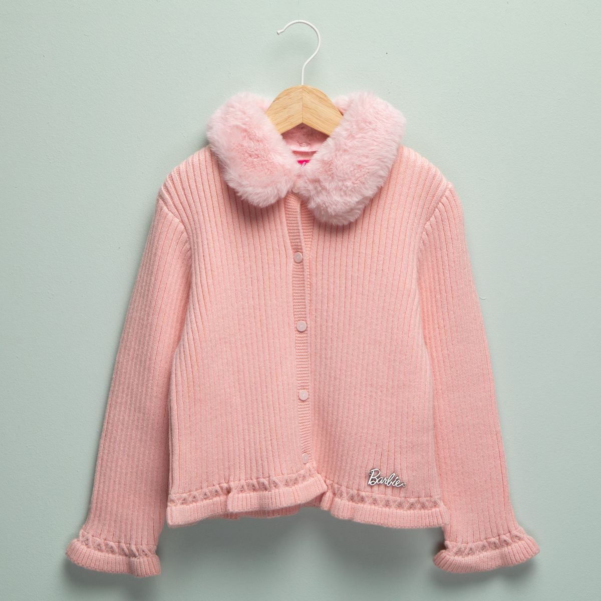 BARBIE - Saco Con cuello para Niña Acanalada de Viscosa Barbie