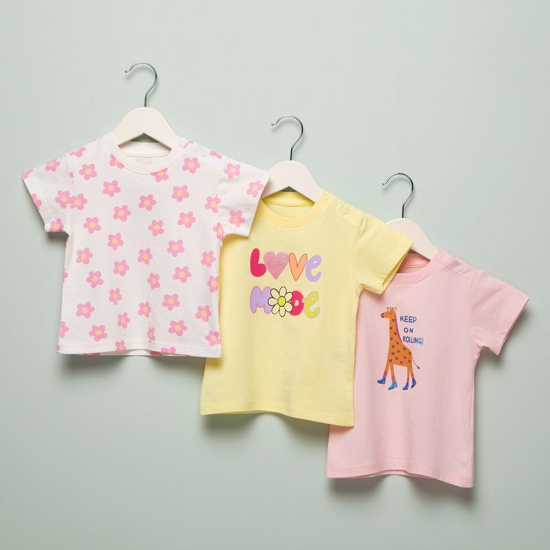 YAMP - Camisetas Bebé niña Pack de 3 unidades Manga corta Algodón Yamp