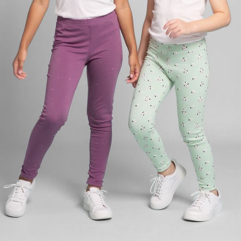 YAMP - Leggings Niña Pack de 2 unidades con Cintura elásticada  Algodón Yamp