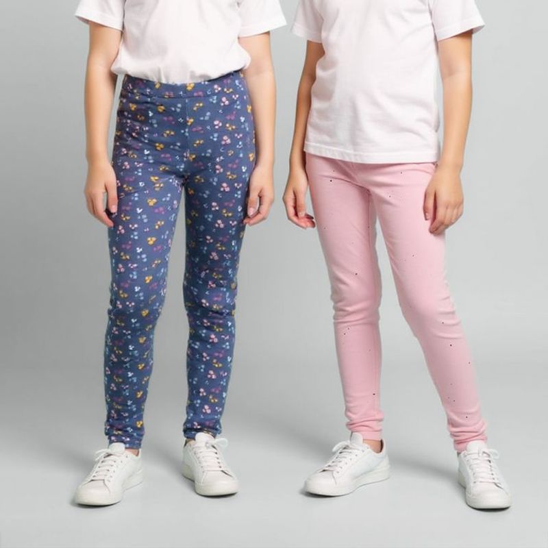 YAMP - Leggings Niña Pack de 2 unidades con Cintura elásticada  Algodón Yamp