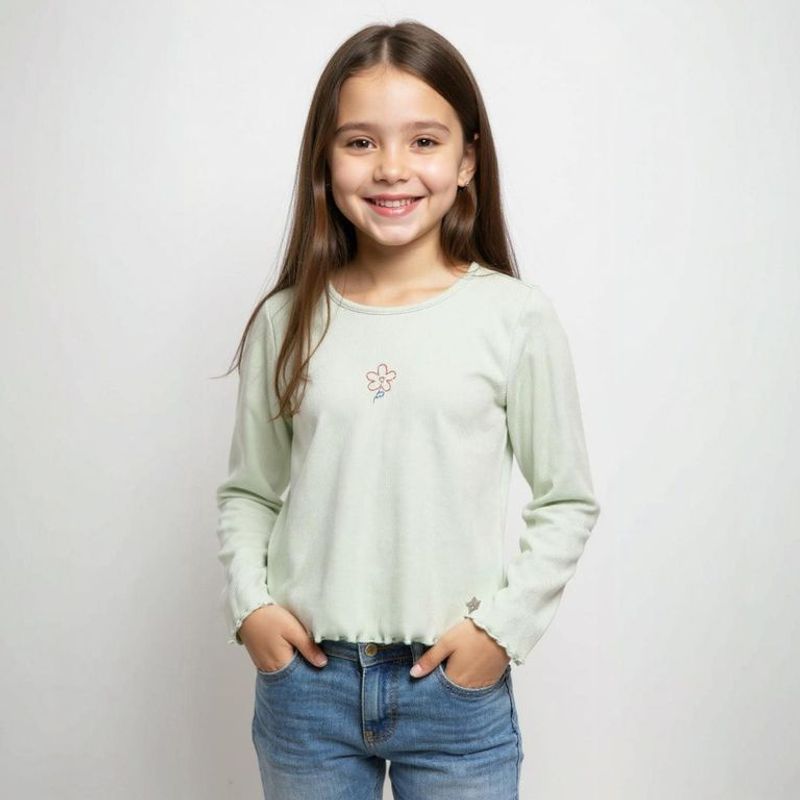 YAMP - Camisetas Niña  Manga larga Algodón Yamp