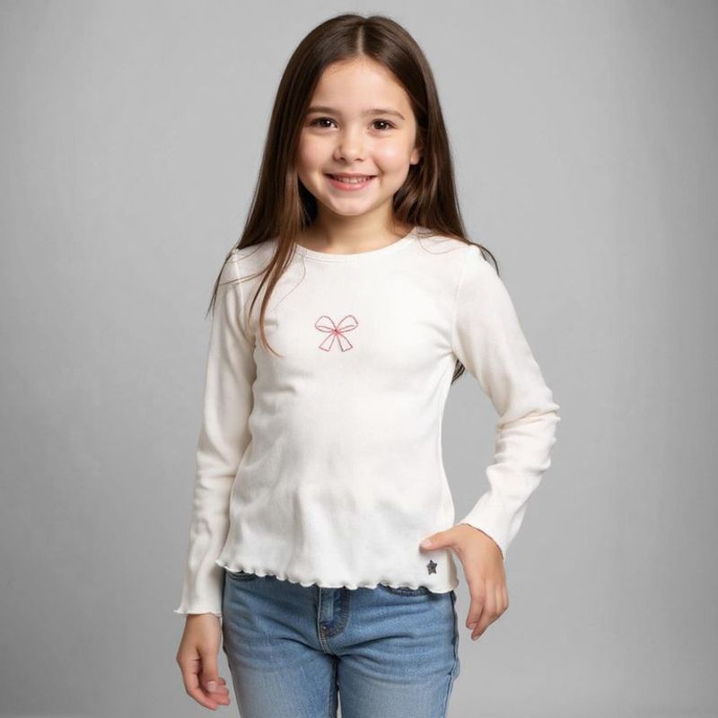 YAMP - Camisetas Niña  Manga larga Algodón Yamp