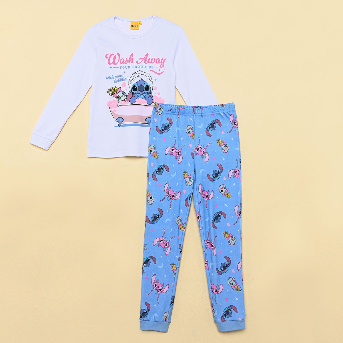LILO & STITCH - Pijama para Niña 2 piezas con Estampado Cintura elásticada de Algodón LILO & STITCH