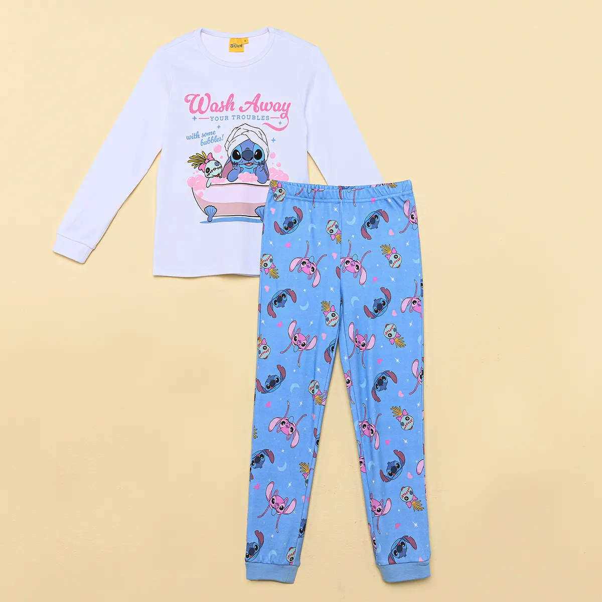 LILO & STITCH - Pijama para Niña 2 piezas con Estampado Cintura elásticada de Algodón LILO & STITCH