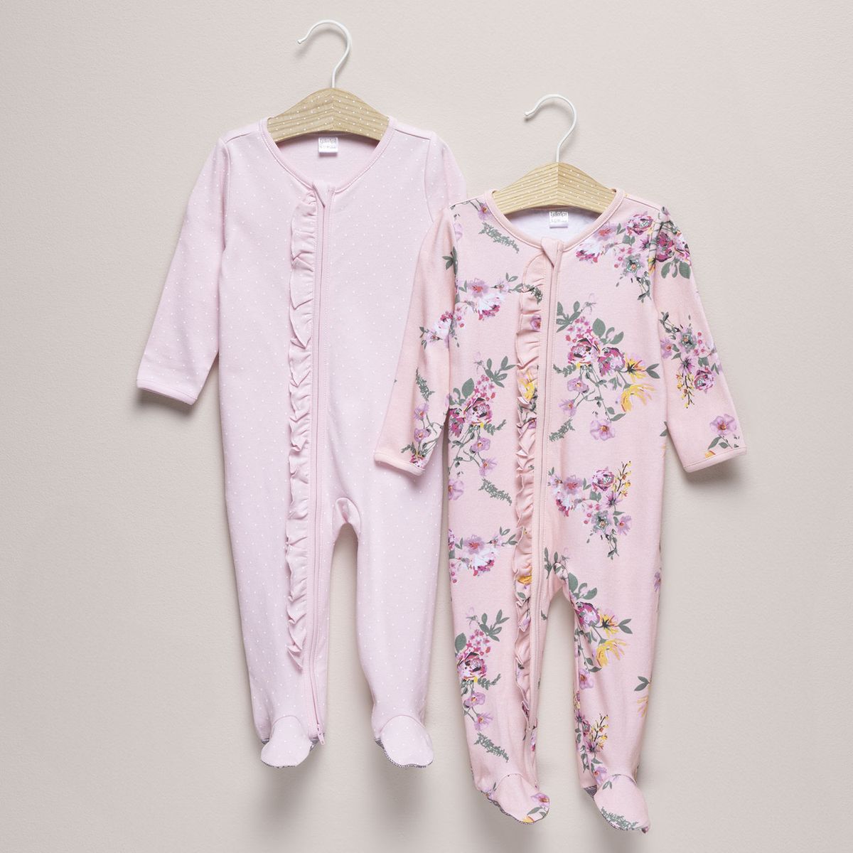 YAMP - Pijamas Bebé niña Pack de 2 unidades Liso  Manga larga Algodón Yamp