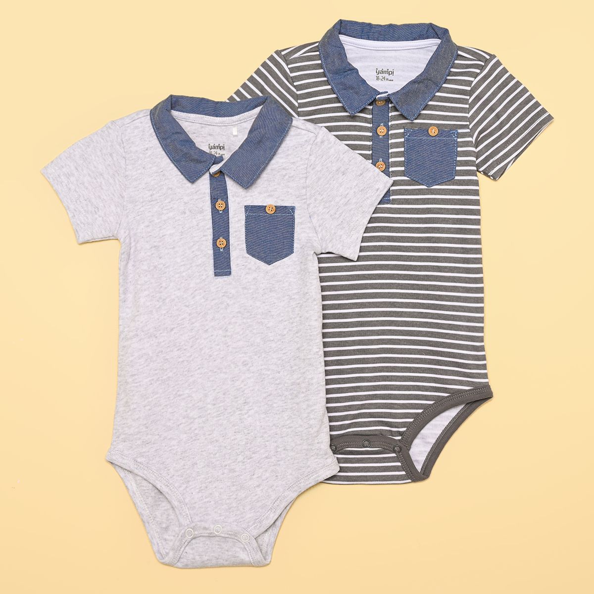 YAMP - Bodies Bebé niño Pack de 2 unidades   Algodón Yamp