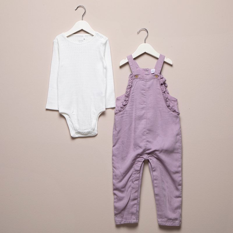 YAMP - Sets Jardinera + Body manga larga para Bebé niña en Algodón Yamp