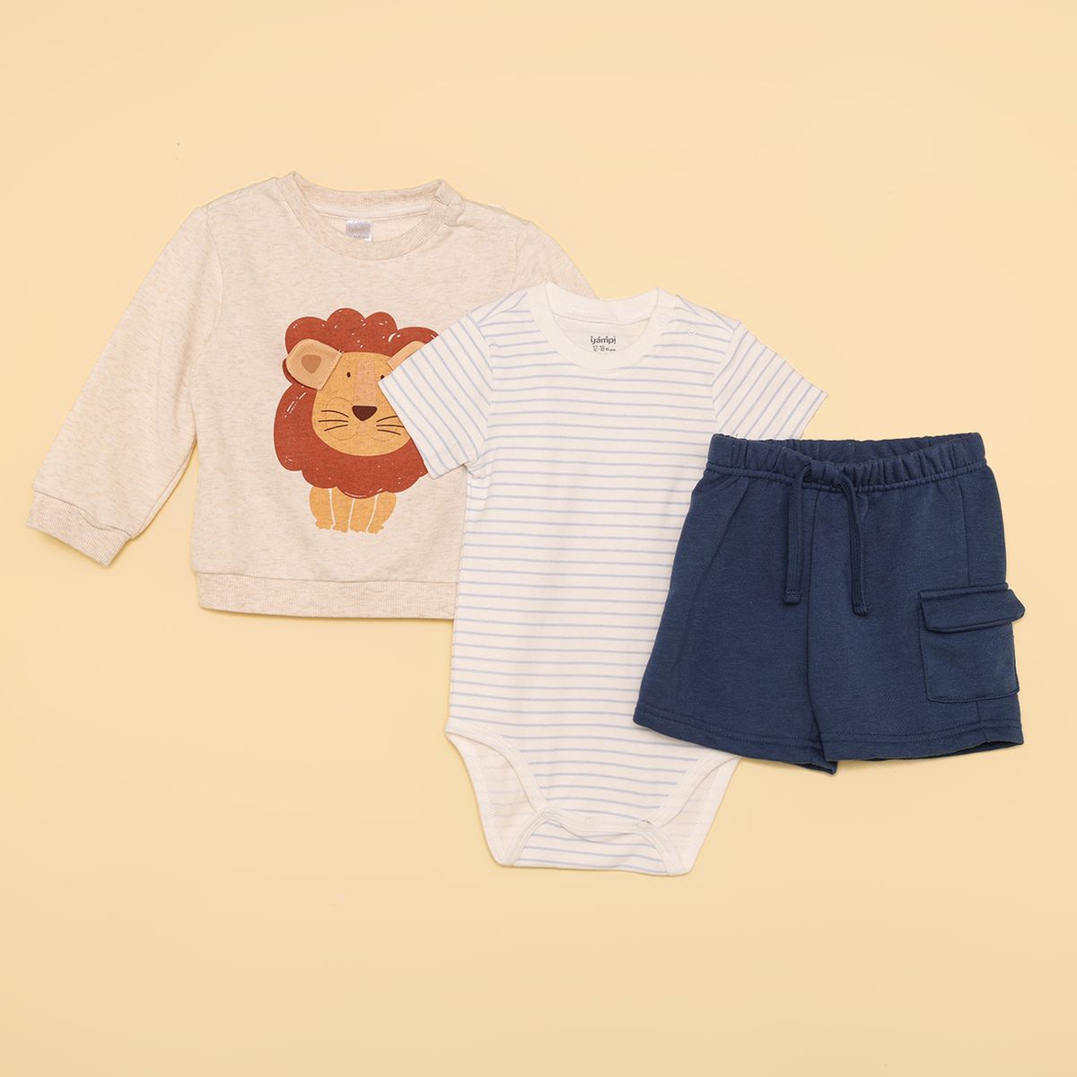YAMP - Set Saco + Body manga corta + Short para Bebé niño en Algodón Yamp
