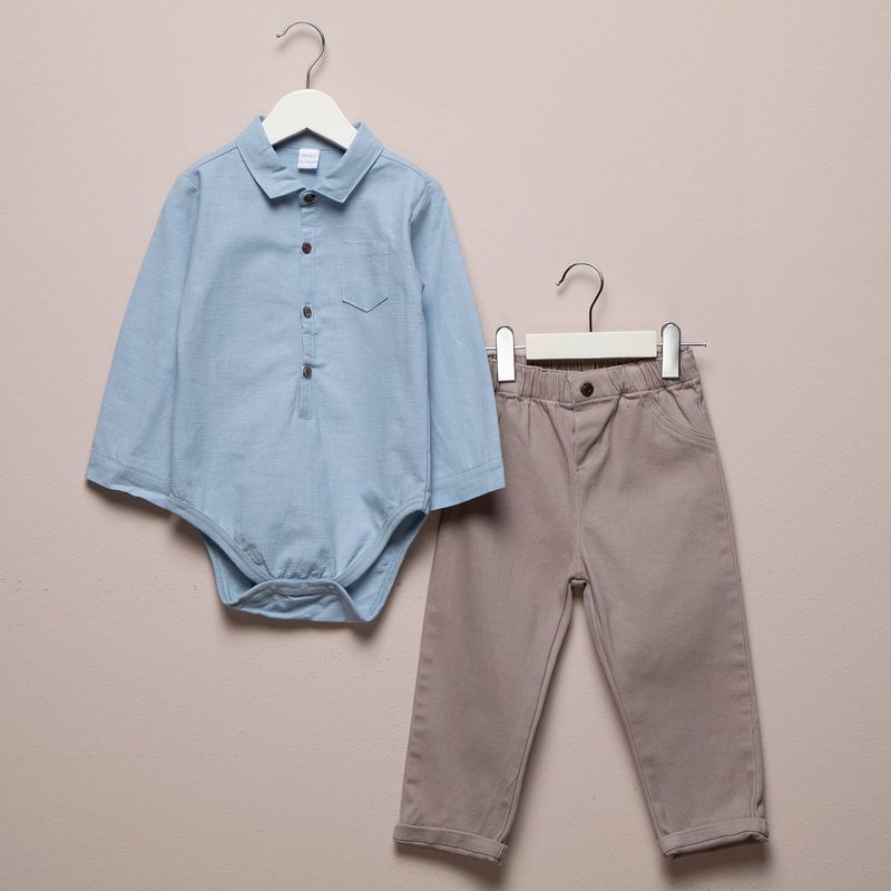 YAMP - Sets Pantalón + Body manga larga para Bebé niño en Algodón Yamp