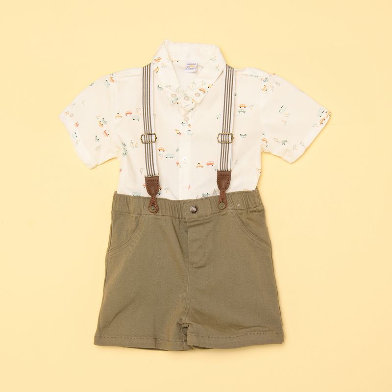 YAMP - Sets Camisa manga larga + Pantalón + Tirantas para Bebé niño en Algodón Yamp
