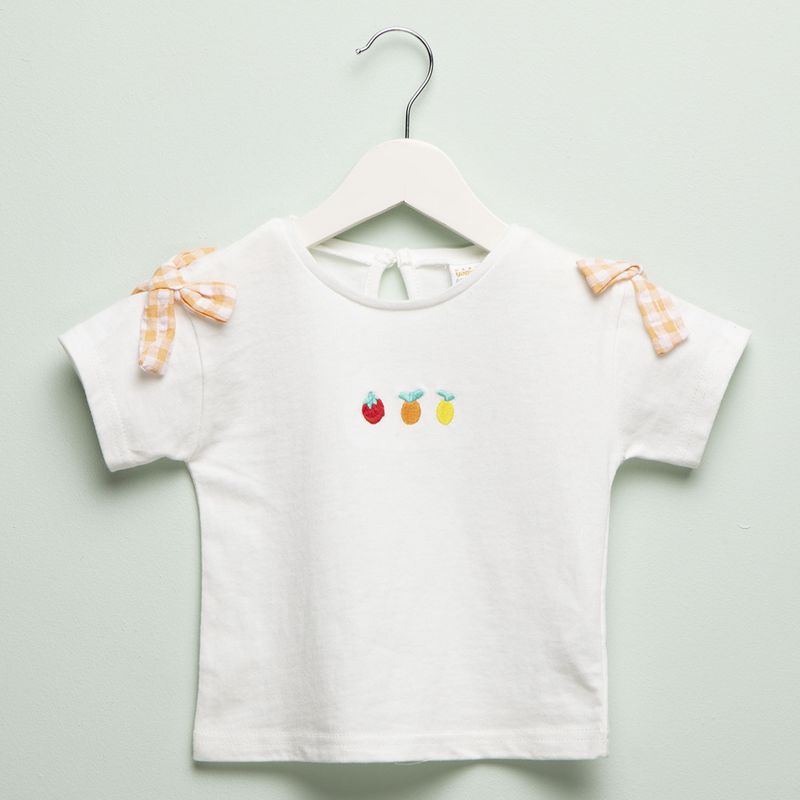 YAMP - Camiseta Bebé niña  Con aplique   Manga corta Algodón Yamp
