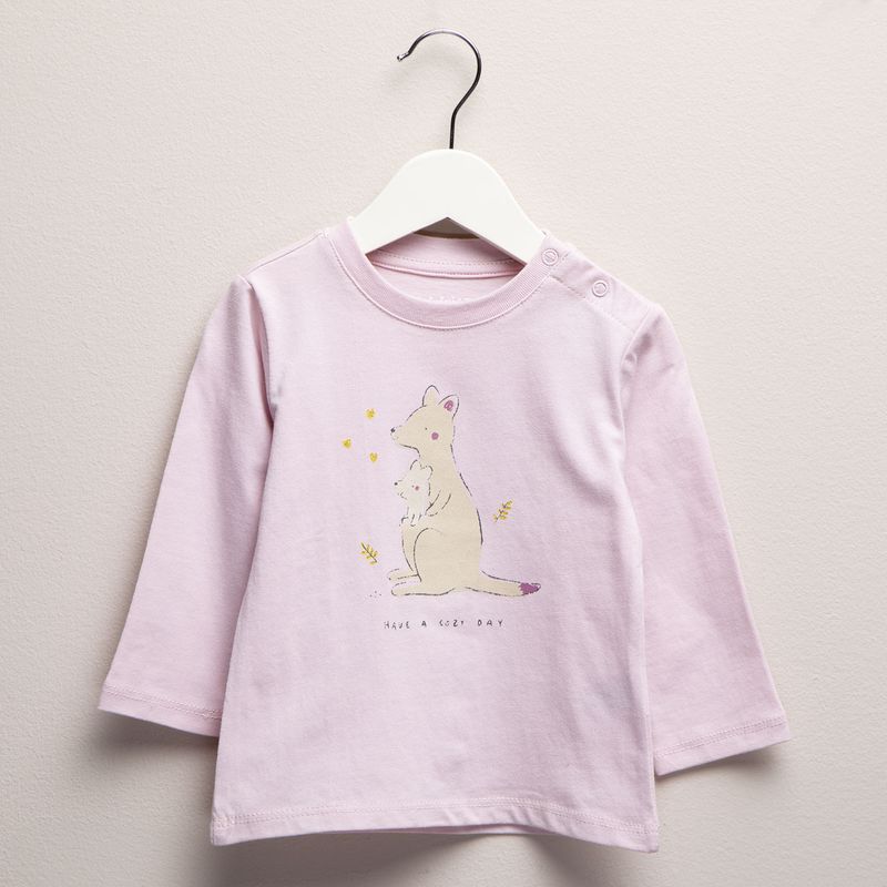 YAMP - Camiseta manga larga Bebé niña con Estampado de Algodón Yamp