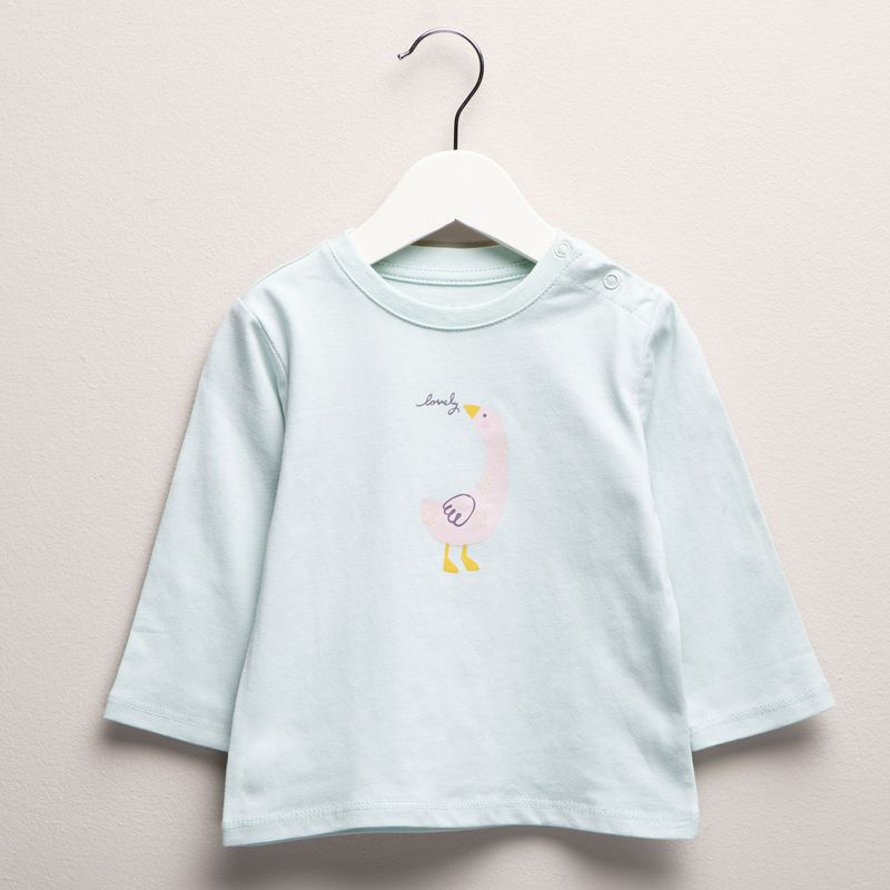 YAMP - Camiseta manga larga Bebé niña con Estampado de Algodón Yamp