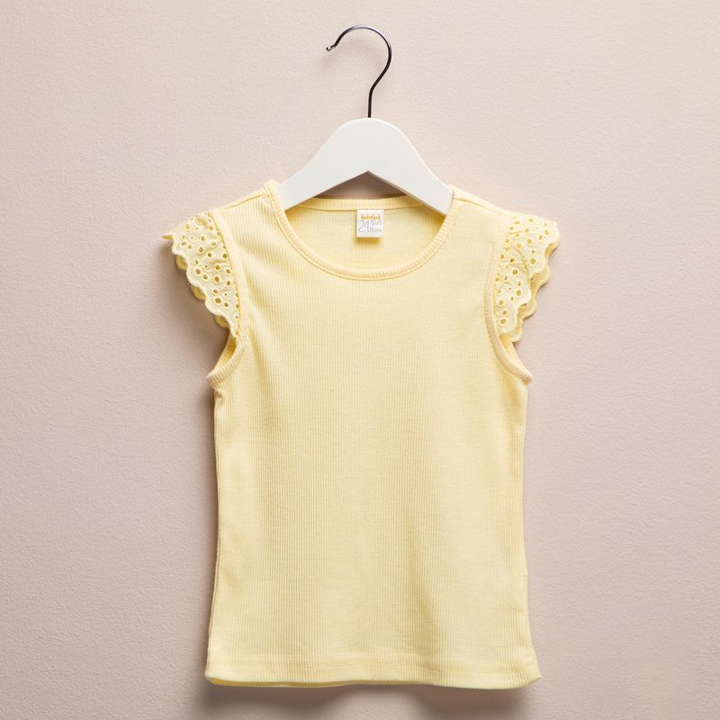 YAMP - Camiseta Bebé niña con Ojalillo Manga corta Algodón Yamp