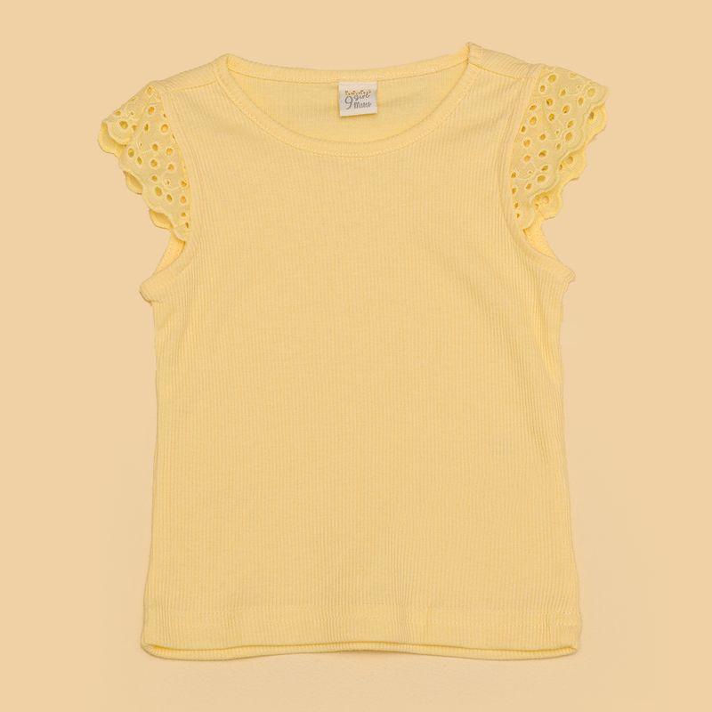 YAMP - Camiseta Bebé niña con Ojalillo Manga corta Algodón Yamp