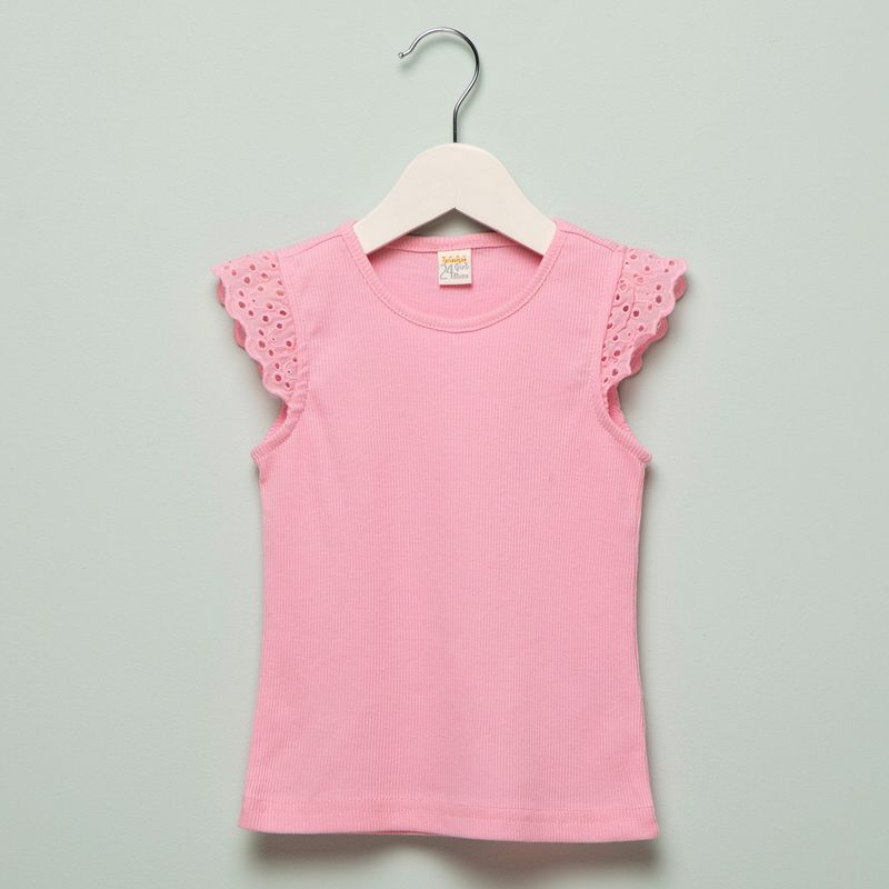 YAMP - Camiseta Bebé niña con Ojalillo Manga corta Algodón Yamp