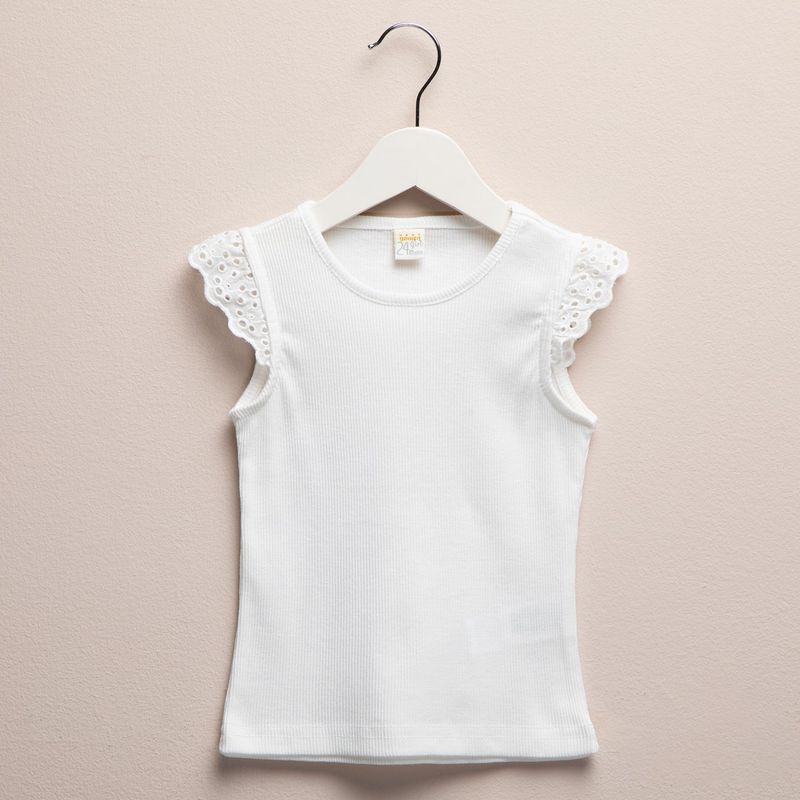 YAMP - Camiseta Bebé niña con Ojalillo Manga corta Algodón Yamp