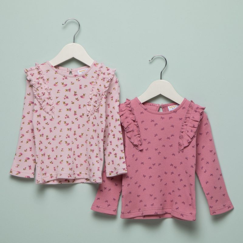 YAMP - Camisetas Bebé niña Pack de 2 unidades Manga larga Algodón Yamp